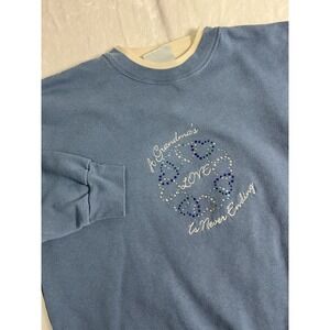 VTG M&C Sportswear Pullover Sweatshirt Blue Family Love Embellished Size L